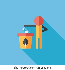 Environmental protection concept flat icon with long shadow,eps10, Doing recycle to protect our environment
