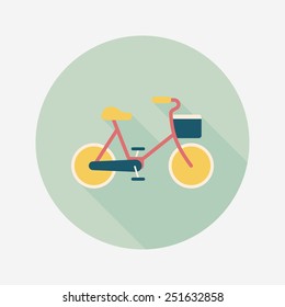 Environmental protection concept flat icon with long shadow,eps10; More cycling to reduce emissions