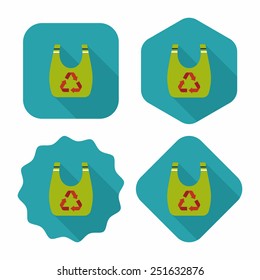 Environmental protection concept flat icon with long shadow,eps10; Recycled shopping bag