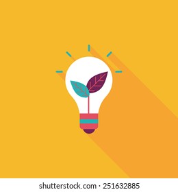 Environmental protection concept flat icon with long shadow,eps10; Saving energy, turning off lights