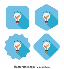 Environmental protection concept flat icon with long shadow,eps10; Saving energy, turning off lights