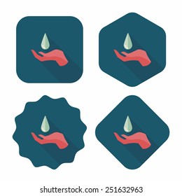 Environmental protection concept flat icon with long shadow,eps10; Conserve water, protect the environment.