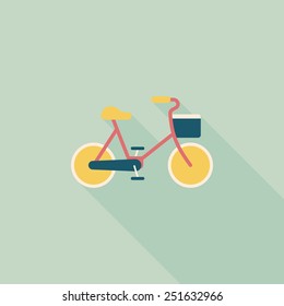 Environmental protection concept flat icon with long shadow,eps10; More cycling to reduce emissions