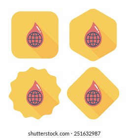 Environmental protection concept flat icon with long shadow,eps10; Conserve water, protect the environment.