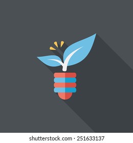 Environmental protection concept flat icon with long shadow,eps10; Saving energy, turning off lights