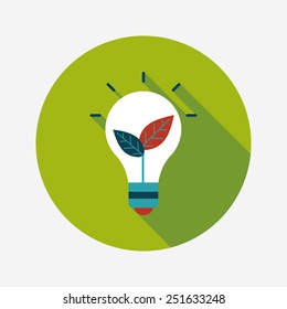 Environmental protection concept flat icon with long shadow,eps10; Saving energy, turning off lights