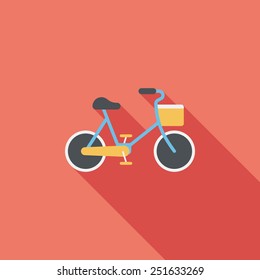 Environmental protection concept flat icon with long shadow,eps10; More cycling to reduce emissions