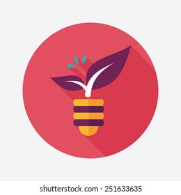 Environmental protection concept flat icon with long shadow,eps10; Saving energy, turning off lights