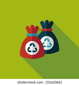 Environmental protection concept flat icon with long shadow,eps10, Doing recycle to protect our environment; recycled garbage