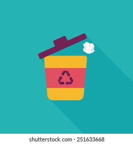 Environmental protection concept flat icon with long shadow,eps10, Doing recycle to protect our environment; recycled garbage