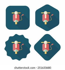 Environmental protection concept flat icon with long shadow,eps10; Reduce riding a motorcycle, reduce air pollution; Electric Motorcycles