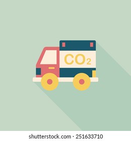 Environmental protection concept flat icon with long shadow,eps10; Reduce the use of gasoline, reduce air pollution