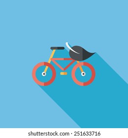 Environmental protection concept flat icon with long shadow,eps10; More cycling to reduce emissions