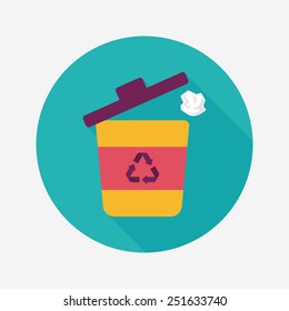 Environmental protection concept flat icon with long shadow,eps10, Doing recycle to protect our environment; recycled garbage