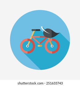 Environmental protection concept flat icon with long shadow,eps10; More cycling to reduce emissions