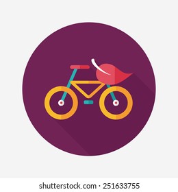 Environmental protection concept flat icon with long shadow,eps10; More cycling to reduce emissions