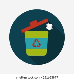 Environmental protection concept flat icon with long shadow,eps10, Doing recycle to protect our environment; recycled garbage