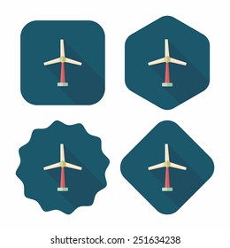 Environmental protection concept flat icon with long shadow,eps10; wind energy; saving energy; renewable energy