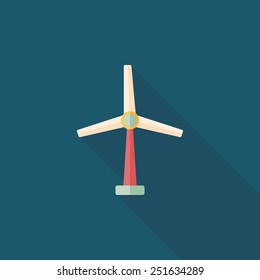 Environmental protection concept flat icon with long shadow,eps10; wind energy; saving energy; renewable energy