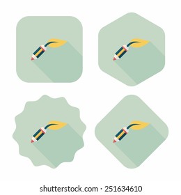 Environmental protection concept flat icon with long shadow,eps10; Decomposable pencil; Environmentally friendly materials pencil
