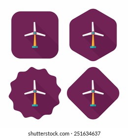 Environmental protection concept flat icon with long shadow,eps10; wind energy; saving energy; renewable energy