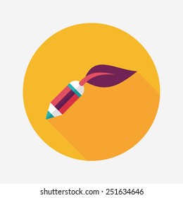 Environmental protection concept flat icon with long shadow,eps10; Decomposable pencil; Environmentally friendly materials pencil