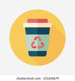 Environmental protection concept flat icon with long shadow,eps10; Recycled water bottle
