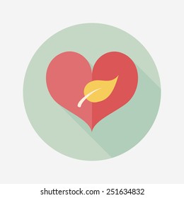 Environmental protection concept flat icon with long shadow,eps10; Sincerely protect our environment; heart concept