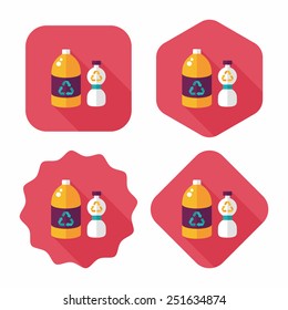 Environmental protection concept flat icon with long shadow,eps10; Recycled water bottle