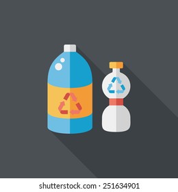 Environmental protection concept flat icon with long shadow,eps10; Recycled water bottle