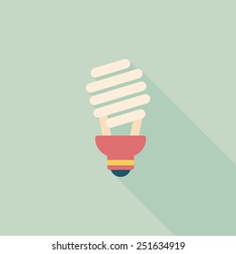 Environmental protection concept flat icon with long shadow,eps10; Saving energy, turning off lights