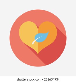 Environmental protection concept flat icon with long shadow,eps10; Sincerely protect our environment; heart concept