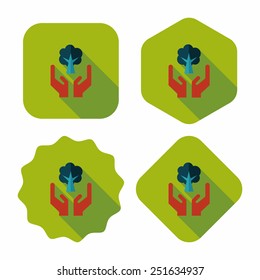 Environmental protection concept flat icon with long shadow,eps10; Protect our forests and ecological plant.