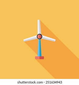 Environmental protection concept flat icon with long shadow,eps10; wind energy; saving energy; renewable energy