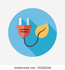 Environmental protection concept flat icon with long shadow,eps10; Saving energy, turning off lights