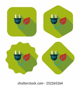 Environmental protection concept flat icon with long shadow,eps10; Saving energy, turning off lights