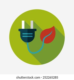 Environmental protection concept flat icon with long shadow,eps10; Saving energy, turning off lights