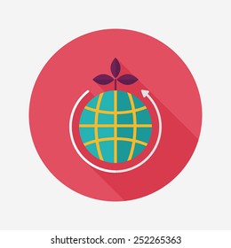 Environmental protection concept flat icon with long shadow,eps10; Protect our environment, protect our planet