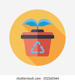 Environmental protection concept flat icon with long shadow,eps10; Protect our forests and ecological plant.