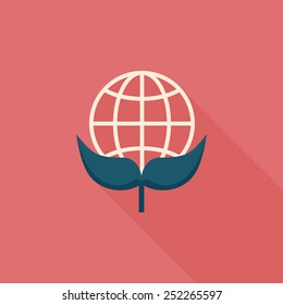 Environmental protection concept flat icon with long shadow,eps10; Protect our environment, protect our planet