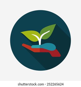 Environmental protection concept flat icon with long shadow,eps10; Protect our forests and ecological plant.