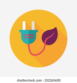 Environmental protection concept flat icon with long shadow,eps10; Saving energy, turning off lights
