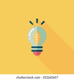 Environmental protection concept flat icon with long shadow,eps10; Saving energy, turning off lights