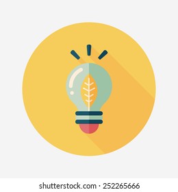 Environmental protection concept flat icon with long shadow,eps10; Saving energy, turning off lights