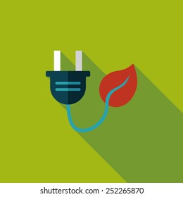 Environmental protection concept flat icon with long shadow,eps10; Saving energy, turning off lights