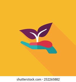 Environmental protection concept flat icon with long shadow,eps10; Protect our forests and ecological plant.