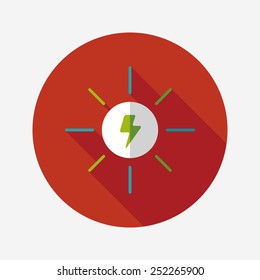 Environmental protection concept flat icon with long shadow,eps10; solar energy; saving energy