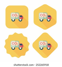Environmental protection concept flat icon with long shadow,eps10; Reduce the use of gasoline, reduce air pollution