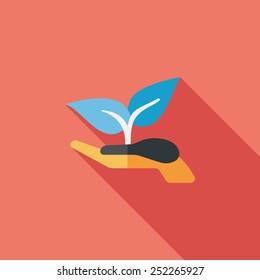 Environmental protection concept flat icon with long shadow,eps10; Protect our forests and ecological plant.