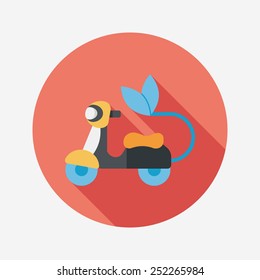 Environmental protection concept flat icon with long shadow,eps10; Reduce riding a motorcycle, reduce air pollution